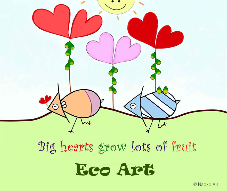 Naoko Otsuka Ecoart - Big Hearts Grow Lots of Fruot Ecological Artist Naoko Otsuka - Patchy Bird 1